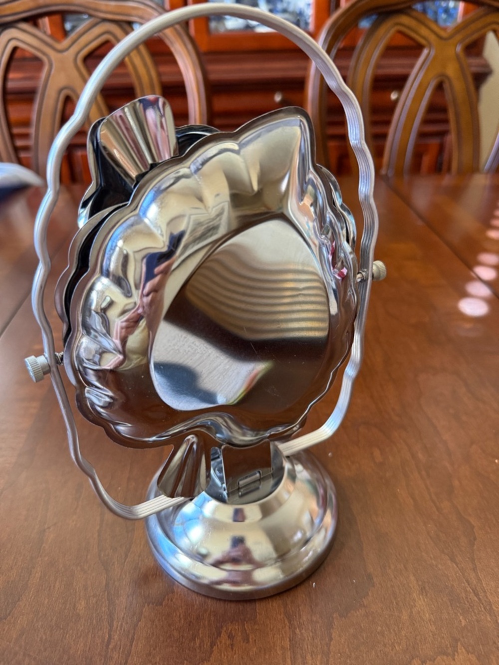 VTG MCM 3-Tiered Folding dessert snack Server Hong-Kong chrome color LEAF tray - Picture 9 of 9